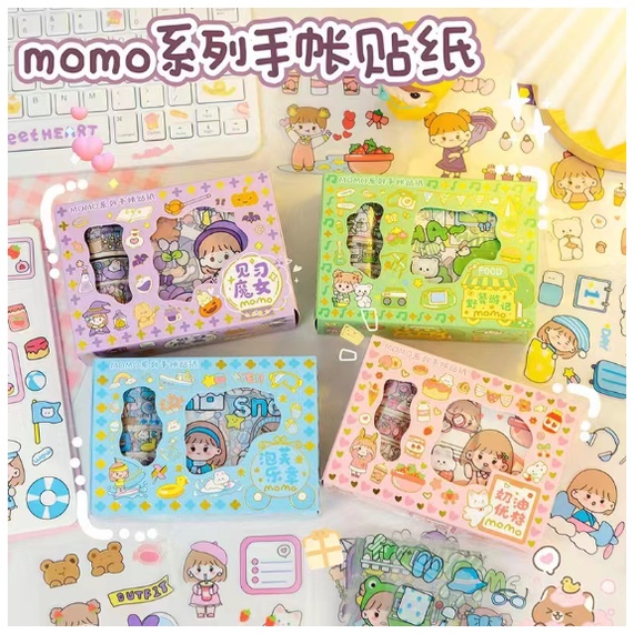 STICKER MOMO WATERPROOF ISI 100 LEMBAR PER BOX-STICKER ROLL RANDOM