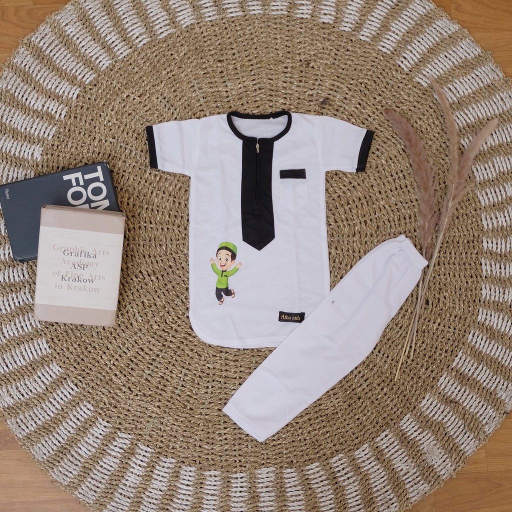 Set Koko Kaos Anak 1-7 Tahun Setelan Kurta Anak Bahan Kaos Bergambar