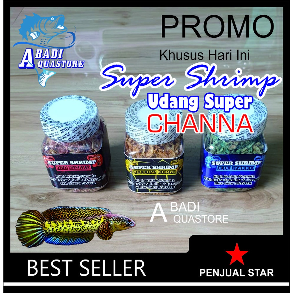 SUPER SHRIMP Chana - Pelet Ikan Chana Udang Kering - Pakan Warna Chana - Pakan Predator