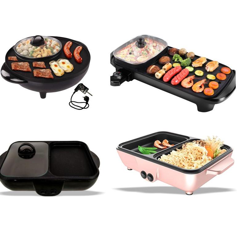 REKOMENDASI Wajan Penggoreng Kukus Hotpot Bbq 2In1 Elektrik Shabu Steampot Suki Grill Listrik Panci 