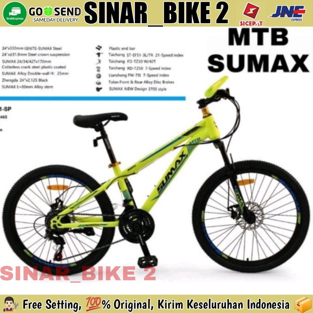 Sepeda Gunung MTB SUMAX Discbrake Ukuran 24 &amp; 26 Inch 21 Speed