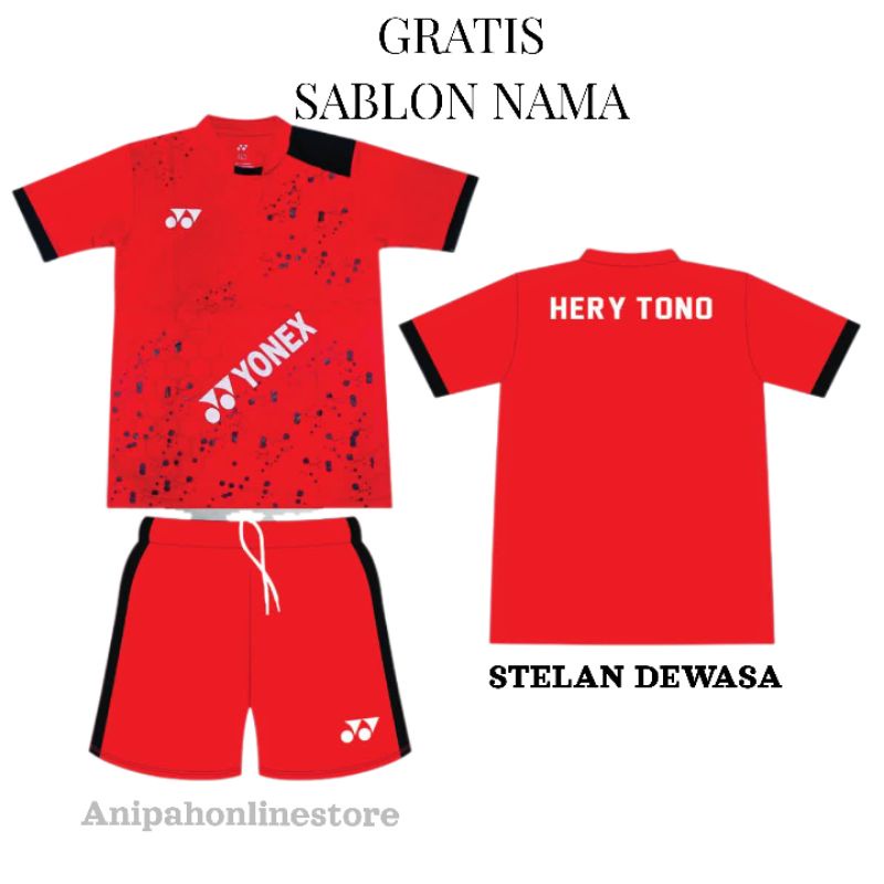 Free sablon nama Baju stelan yonex 1 set/ kaos badminton, baju voli dewasa