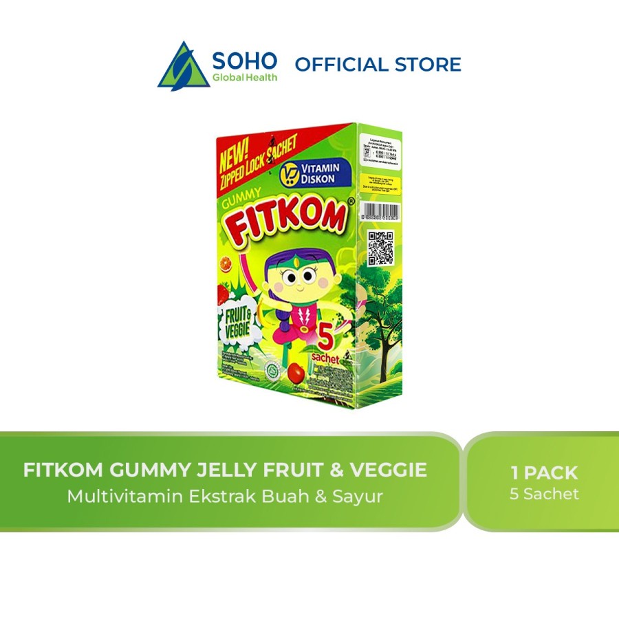 Fitkom Gummy Fruit &amp; Veggie - Isi 5 Sachet @21gram