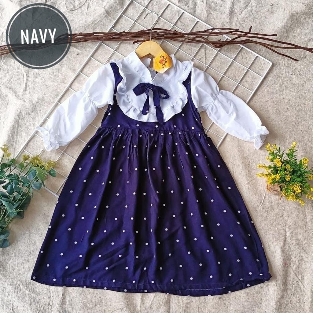 [BIG SALE] Gamis Anak Beatrice Polkadot | gamis muslim anak perempuan | Gamis Anak perempuan