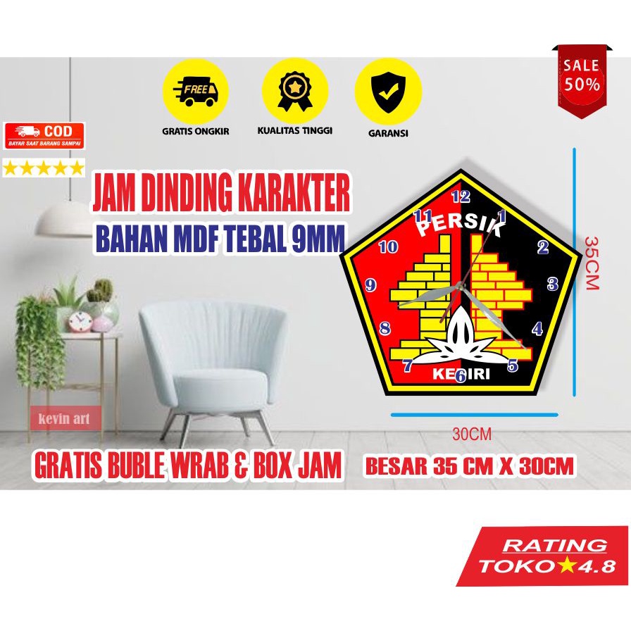 Jam Dinding Unik Logo Persik Kediri Terbaru Keren dan Unik