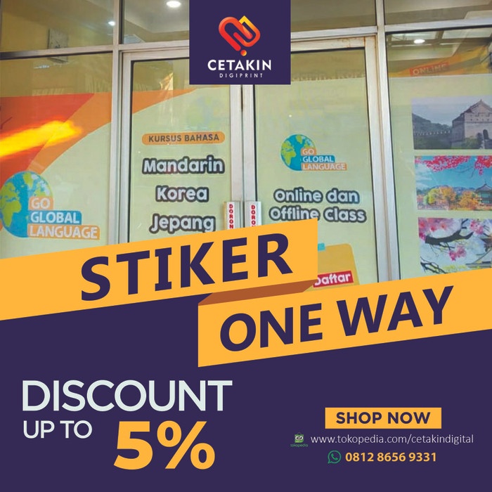 COD Cetak sticker One Way Vision / sticker kaca