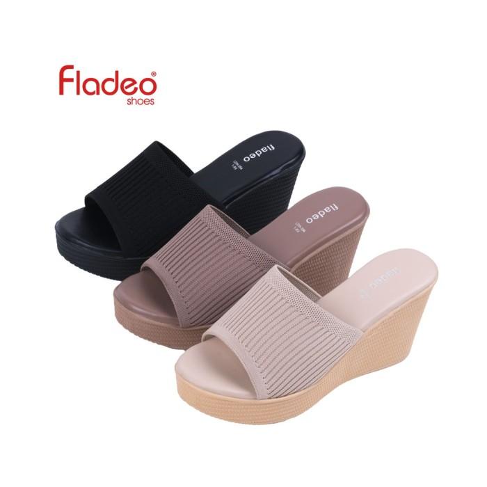 Terlaris Fladeo D21/Ldh354-1Rv/Sandal Wedges Slide Wanita [ Wedges Slipper ]