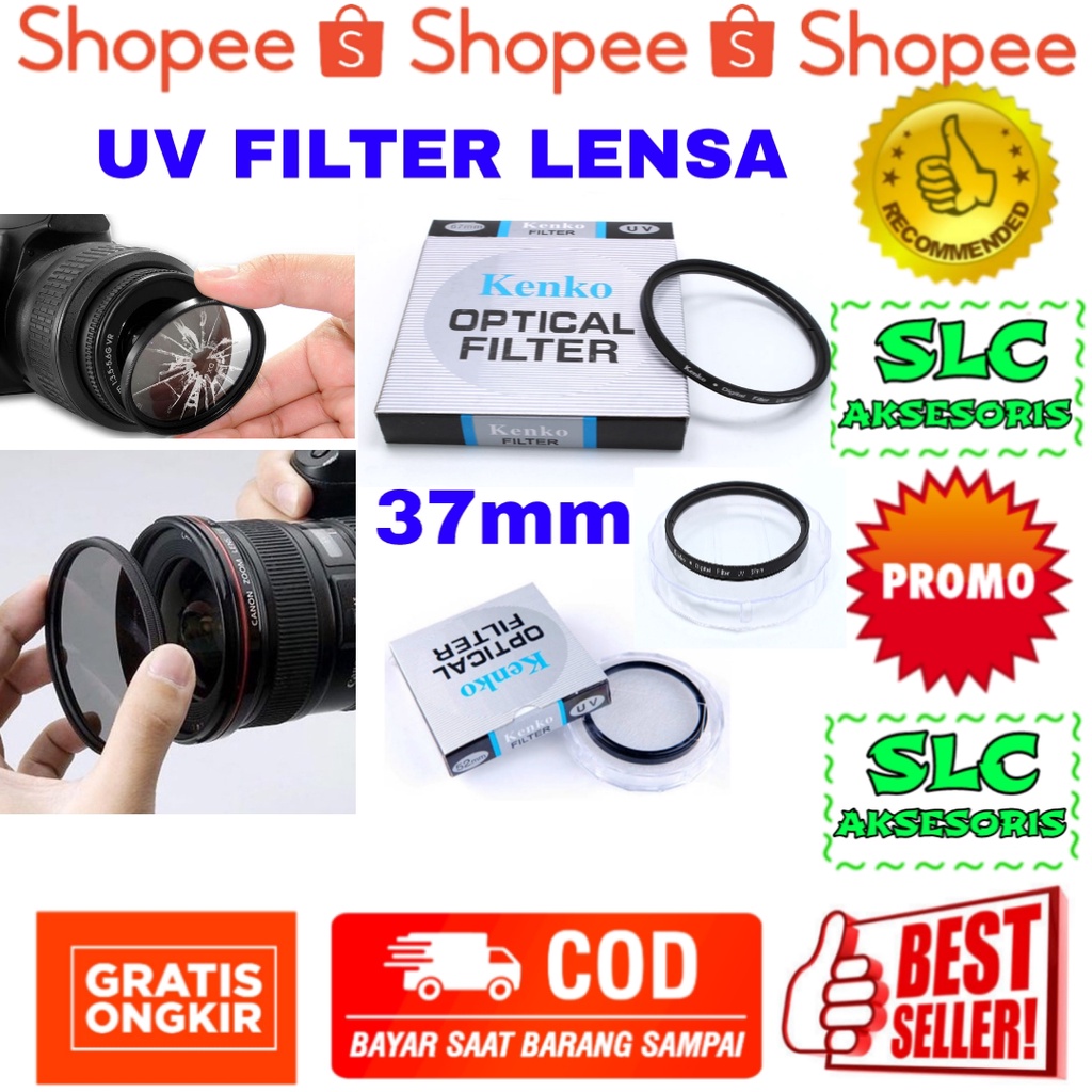 SLC - Uv Filter Kenko 37mm Optical For Lensa Olympus 37 mm M.Zuiko 14-42mm F3.5 EZ ED II R MSC Zuiko