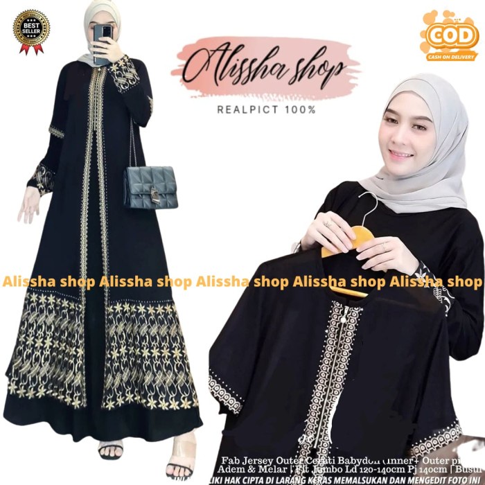 Gamis Gamis Abaya Turkey Jersy WANITA HITAM POLOS Terbaru 2022 - Hitam, M(R3S7) Gamis Turkey Gamis A