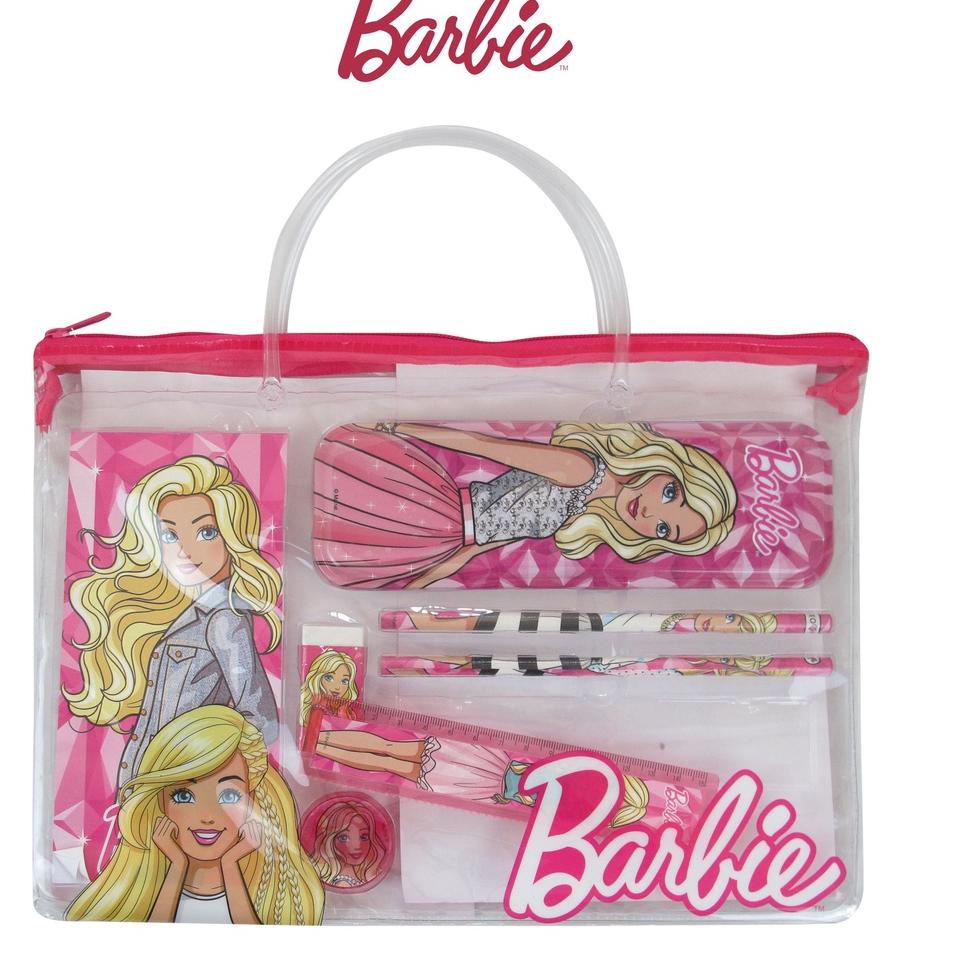 

Masih fresh BARBIE Stationery Set Tas / Alat Tulis Set Ori / Penggaris / Pensil / Penghapus / Serutan / Notes / Karakter BB20013