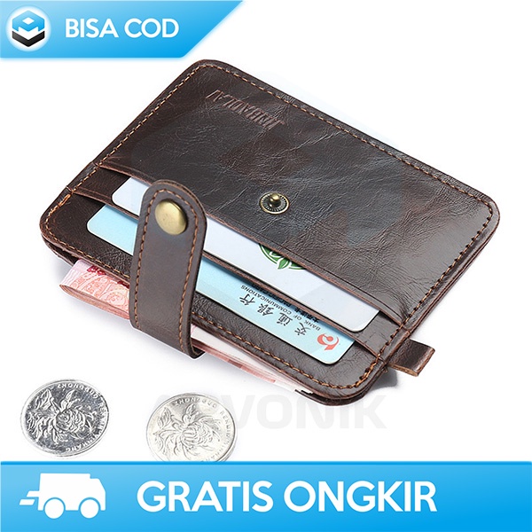 DOMPET KULIT DESAIN RAMPING WALLET PRIA TEMPAT PENYIMPANAN KARTU UANG