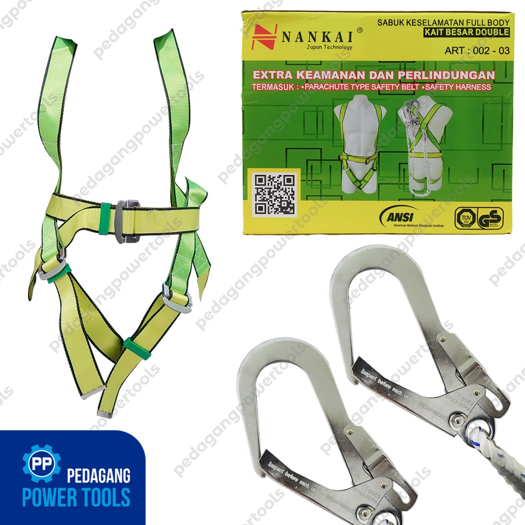 NANKAI SAFETY BELT DOUBLE HOOK BESAR SABUK FULL BODY HARNESS 002-03