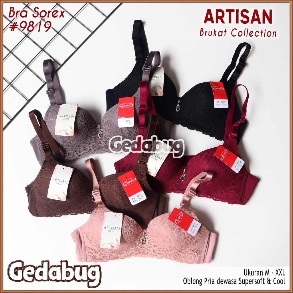 Bra BH Sorex 9819 Artisan Brukat | Bra Wanita dewasa Busa sedang tanpa kawat Kait 2 | Gedabug