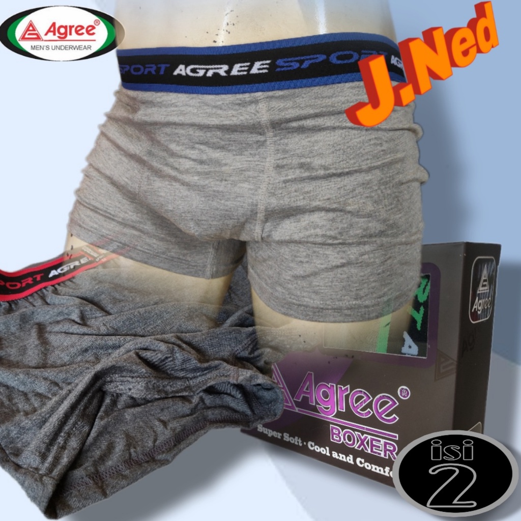 J222D - (PER BOX ISI 2 PCS) CELANA DALAM BOXER PRIA AGREE SIZE M, L, XL