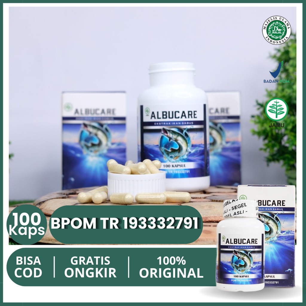 Albucare Kapsul Ekstrak Ikan Gabus Albumin Original Isi 100 Kapsul Resmi BPOM & Halal MUI
