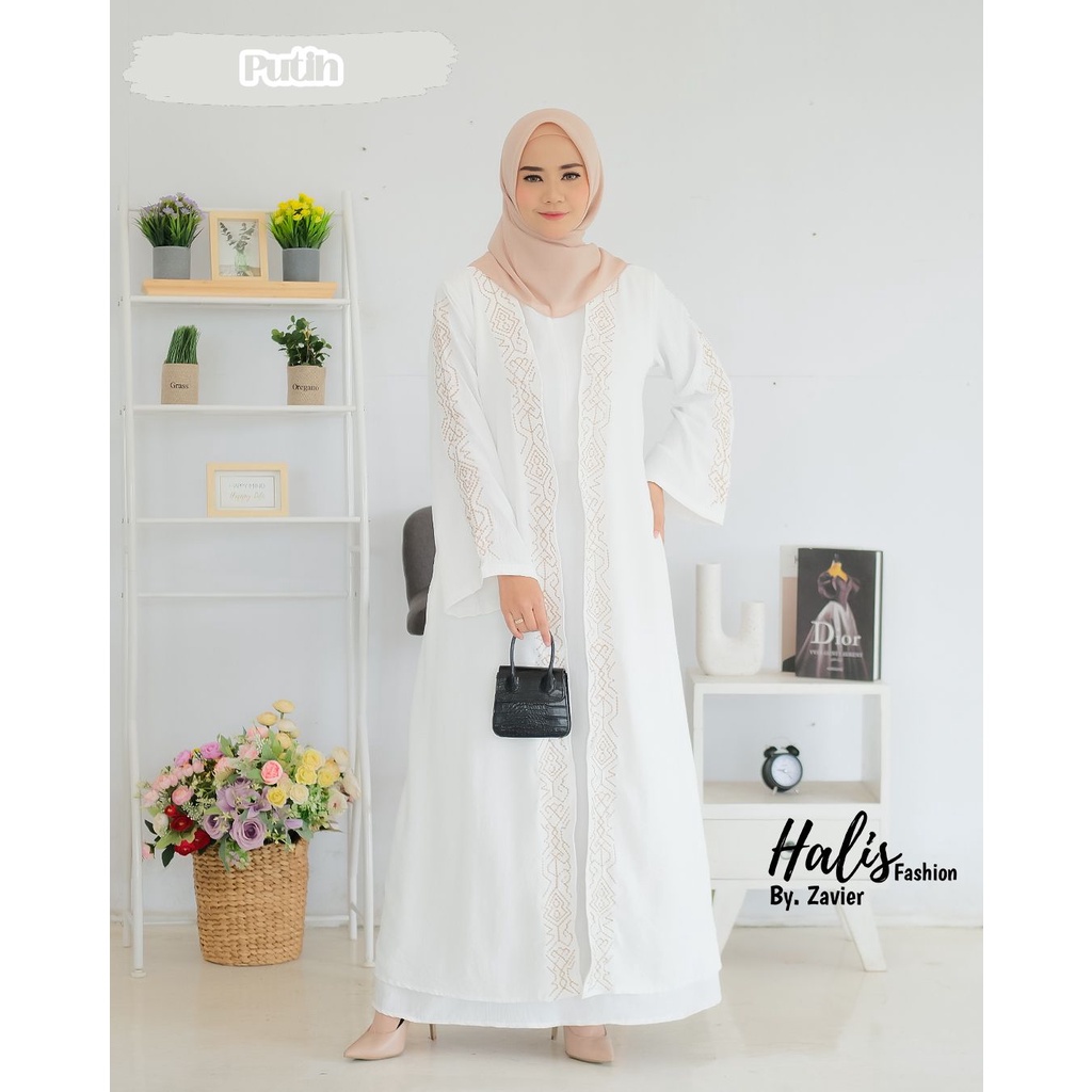 Dress Abaya bordir/dress bordir/gamis bordir/baju muslim/dress kekinian/dress murah