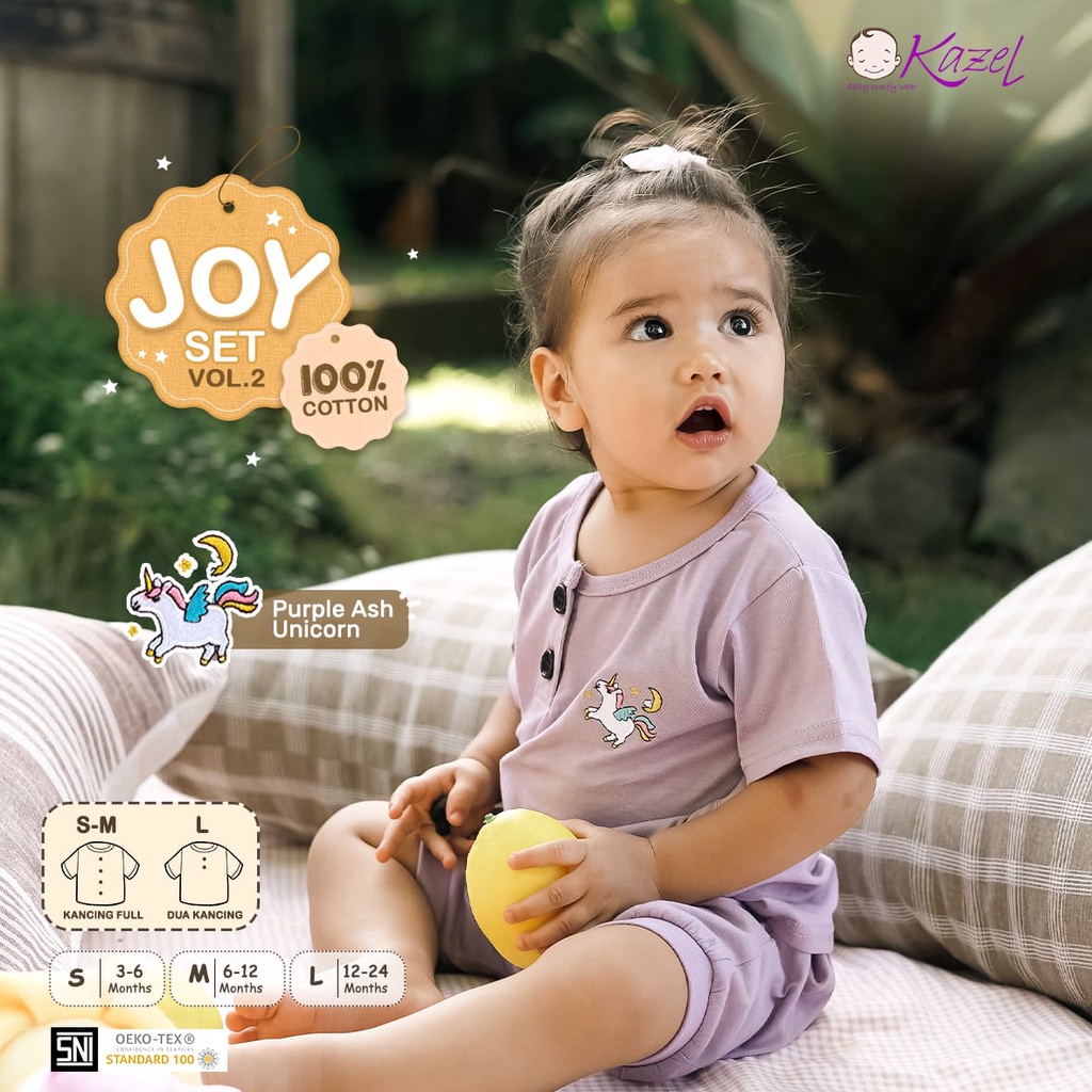 Kazel Joy Set Setelan Pendek Motif Bordir Anak Unisex