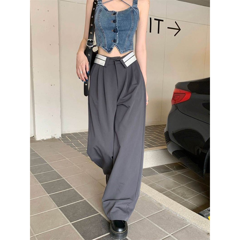 Minji Collar Pants Korea Celana Highwaist Wanita Street Style Cullote Loose Pants Celana Panjang Wanita