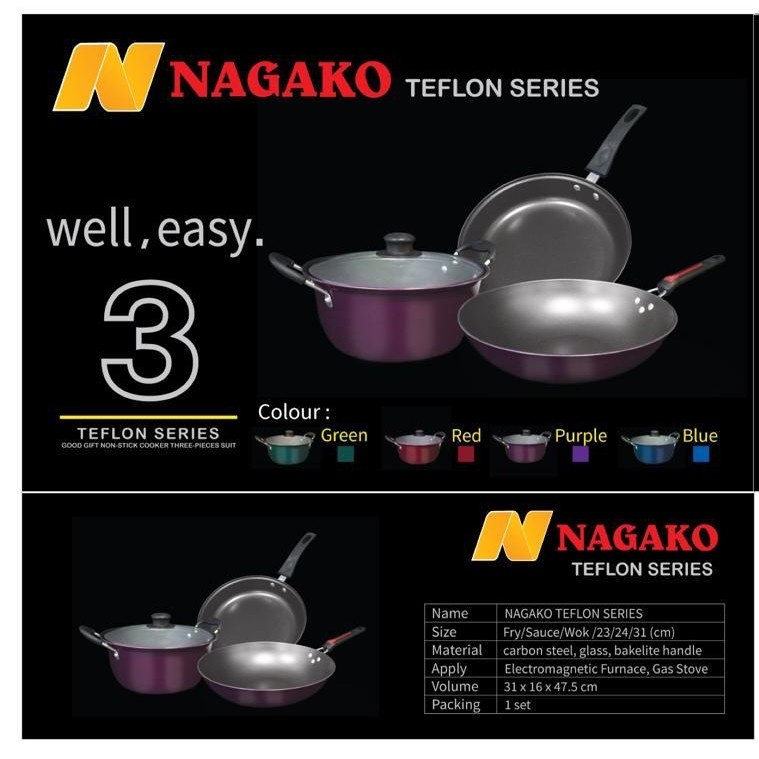 Nagako 3 pcs cookware, panci set nagako 3 pcs, cookware nagako