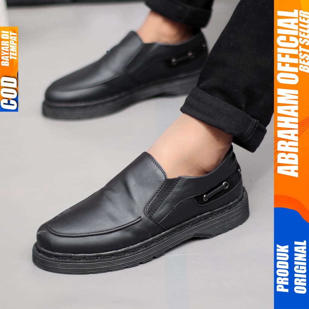 ABRAHAM Sepatu Formal Docmart Pantofel Oxford Hitam Pria