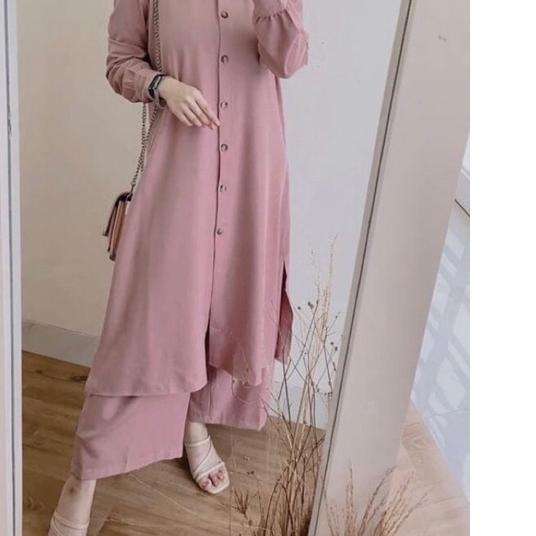 ➻ NEW SETELAN LONG TUNIK POLOS STANDAR DAN JUMBO / SETCEL LONG RAYON VISCOSE HALUS ➧