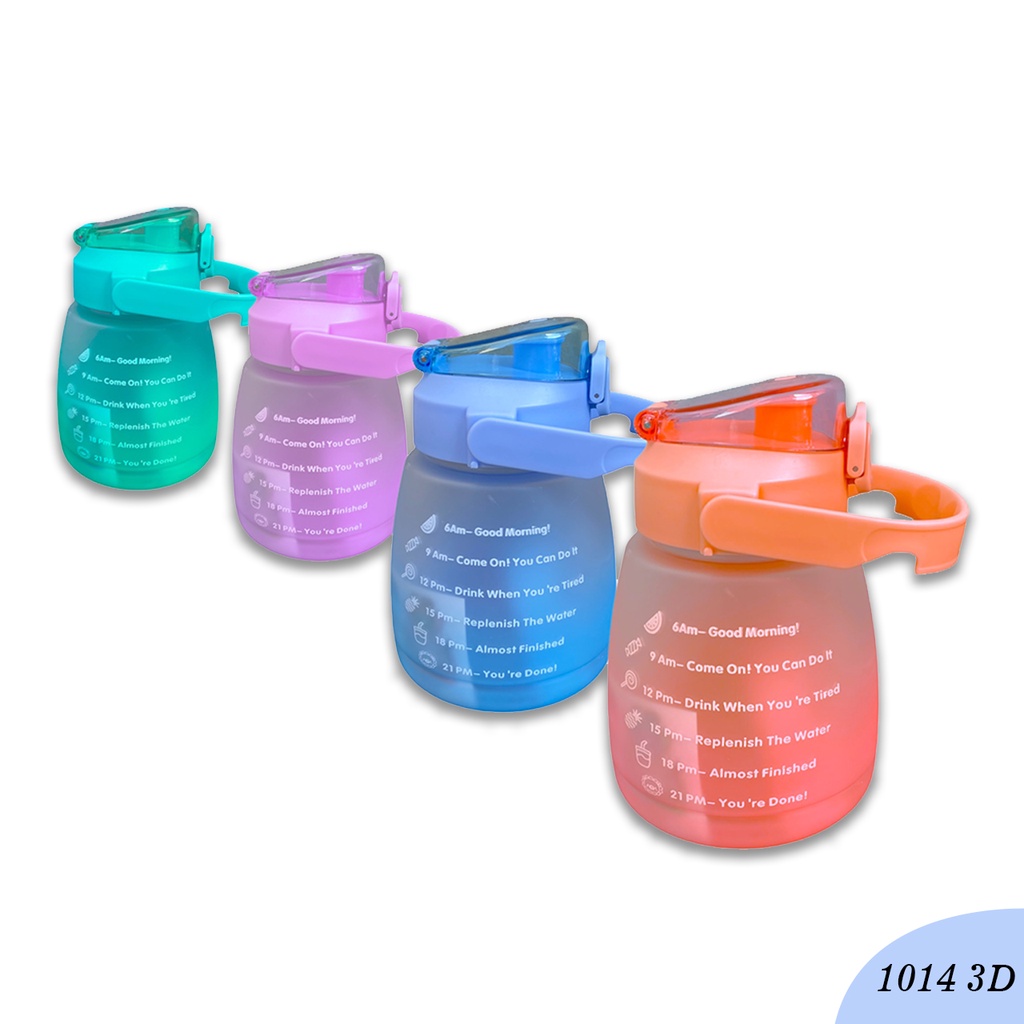 BOTOL MINUM ANAK 3D KODE 10143D VIRAL MURAH WARNA GRADASI PASTEL 1.3L 1300 ML 2D &amp; 3D STICKER BOTOL MINUM ANAK TALI MOTIVASI GRADASI