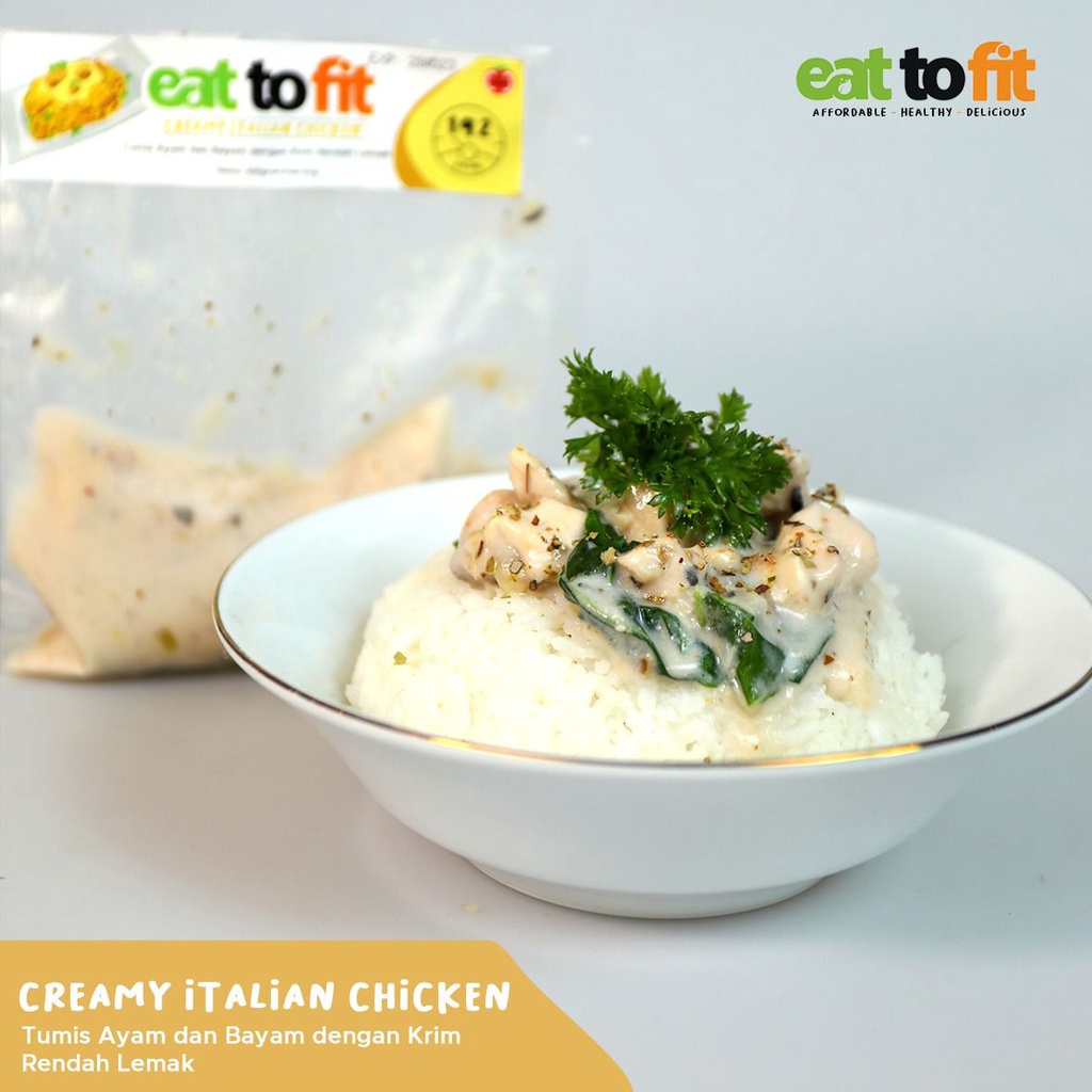 FROZEN FOOD MAKANAN SEHAT KELUARGA EAT TO FIT CREAMY ITALIAN CHICKEN - 100 gr