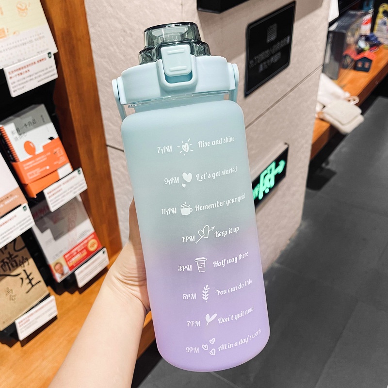 Botol minum korea/ tempat air minum viral / botol kekinian gradasi pelangi 2 liter BPA FREE