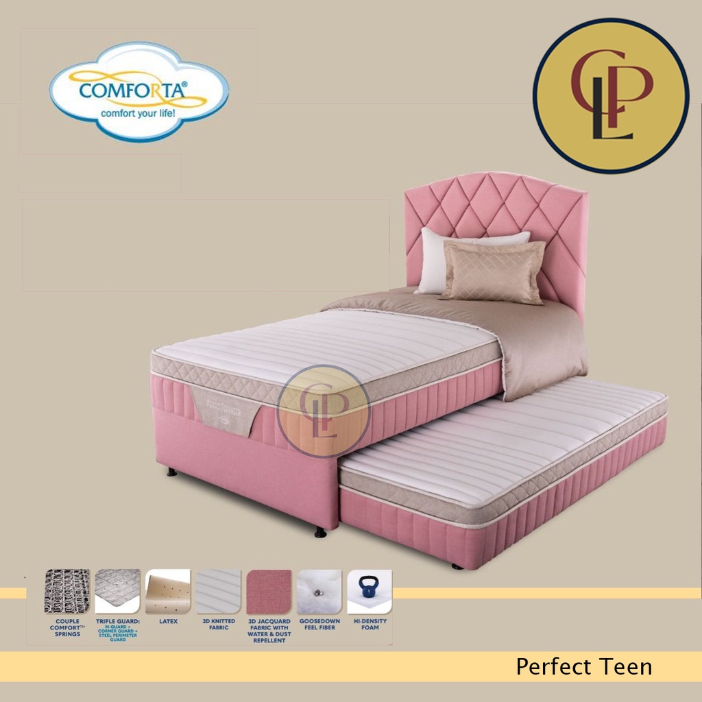 Bed Dorong Latex Comforta Perfect Teenager Pink Tempat Tidur Anak Sorong