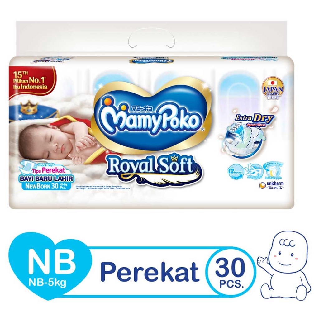 Mamypoko Royal Soft Tipe Perekat Newborn NB30 / NB14