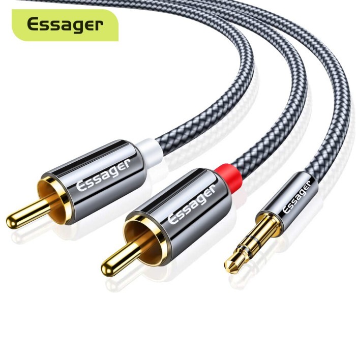 Essager Kabel Audio HiFi 3.5mm to RCA 2 Meter - EYPZJ-MYAOG - Gray