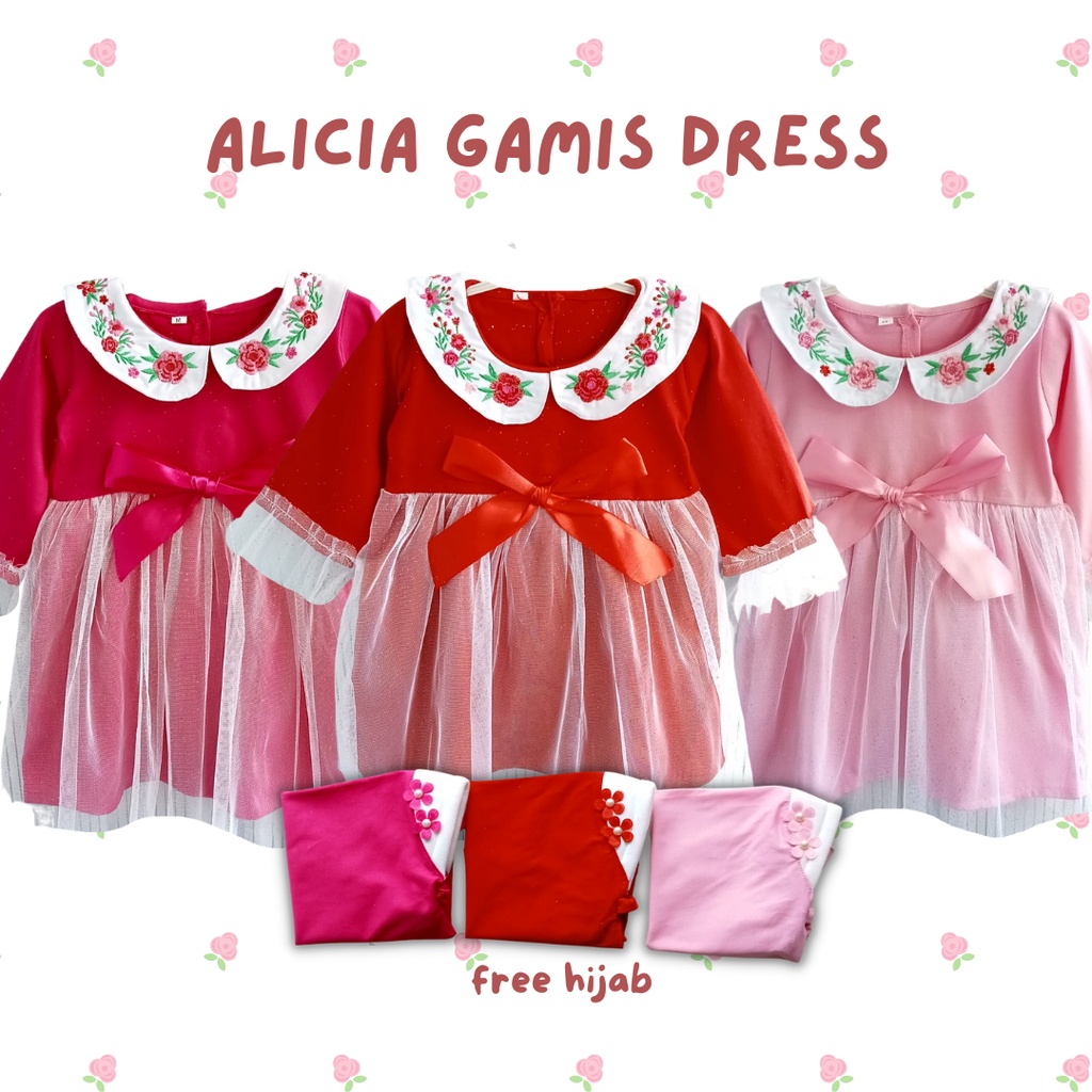 gamis anak perempuan 1-3 tahun baju muslim anak dress muslim lengan panjang balita gamis balita baby ALICIA gamis dress