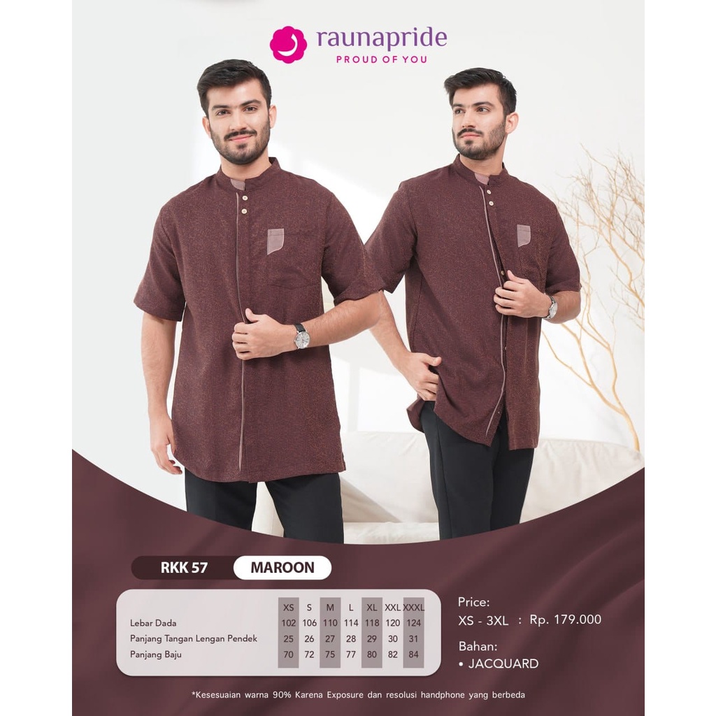 Rauna Couple 57 Maroon Terbaru / RKK 57 - RGD 57 - RKK 57 PJ KC / Fashion Muslim Sarimbit Couple Rauna Terbaru 2023