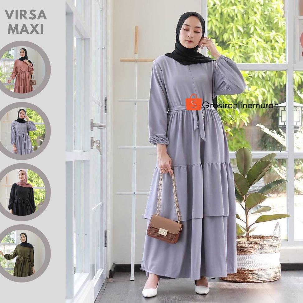 PALING DICARI Y38 GOM STORE - Rina Maxi dress / Gamis Wanita terbaru / Dress putih - hitam / Gamis g