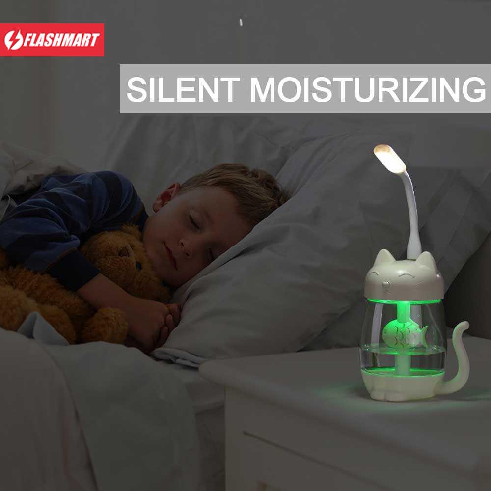 Flashmart 3 in 1 Air Humidifier Cat Kitty 350ml Fan + LED Lamp - La211