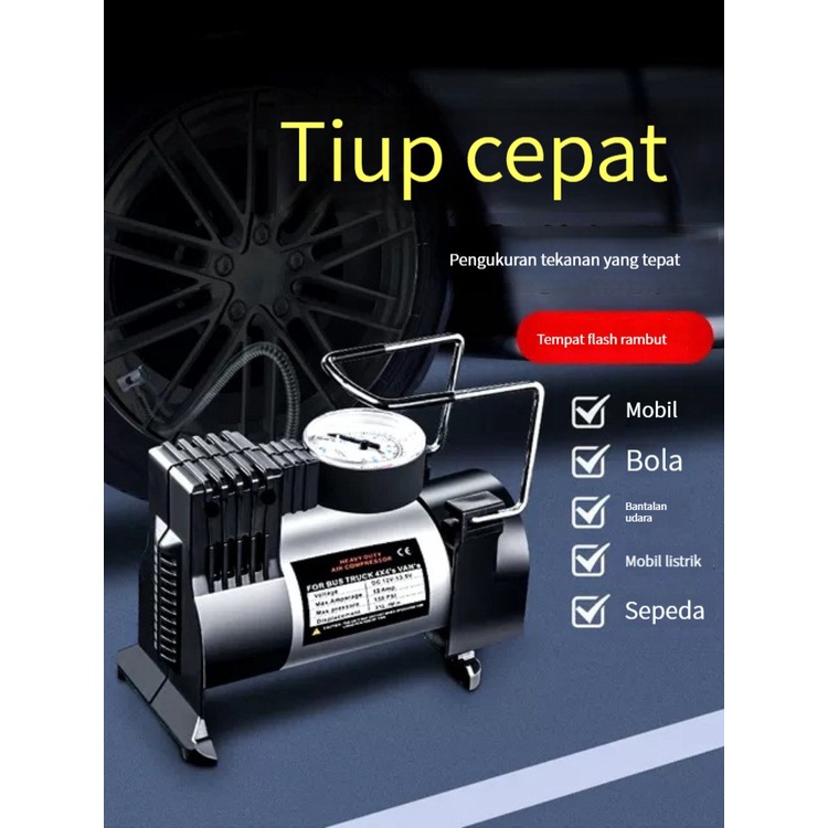 Kompresor Pompa Angin Ban Mobil Heavy Duty Air Compressor|mini pompa silver|pompa elektrik mini|pompa mobil elektrik