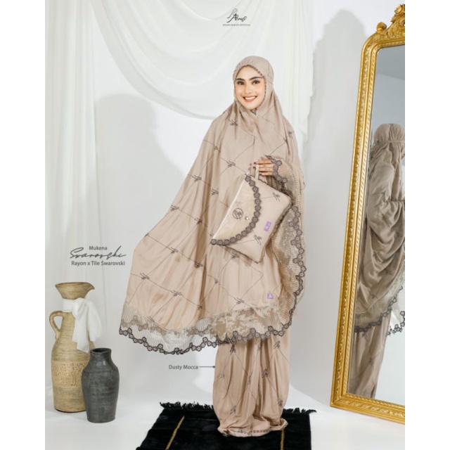 mukena mukenah rukuh alat sholat dewasa wanita potongan katun bordir renda