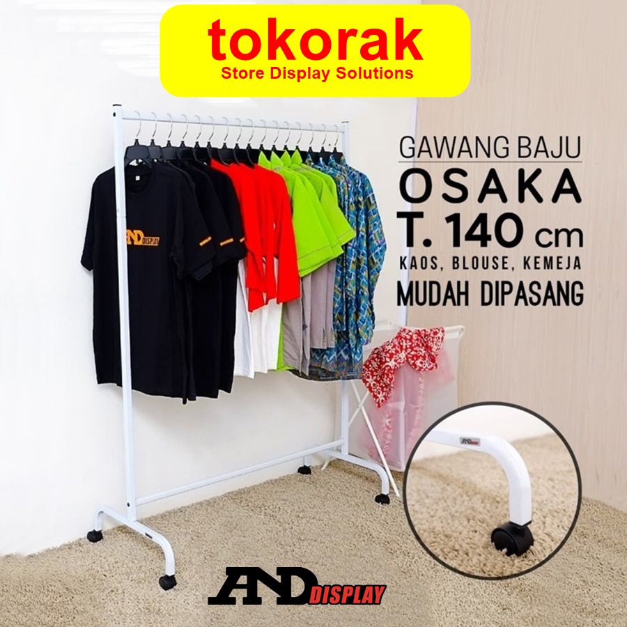 GAWANG BAJU OSAKA T 140 CM PUTIH BERODA RAK GANTUNGAN JEMURAN