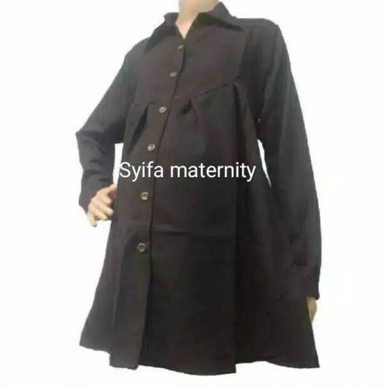 TERPERCAYA AT107 Baju Hamil Kemeja Hamil Kerja Polos Lengan Panjang - Lengan Pendek - Syifa Maternit