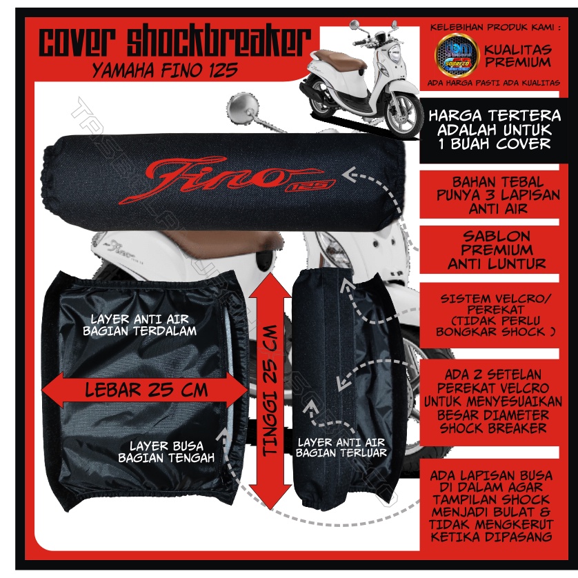 SARUNG PELINDUNG PENUTUP COVER SOKBREKER SHOCK BREAKER BELAKANG MOTOR YAMAHA FINO 125 GRANDE ANTI AI
