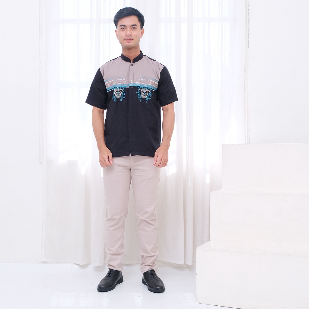 ATASAN BAJU KOKO MUSLIM PRIA DEWASA LENGAN PENDEK WARNA BORDIR