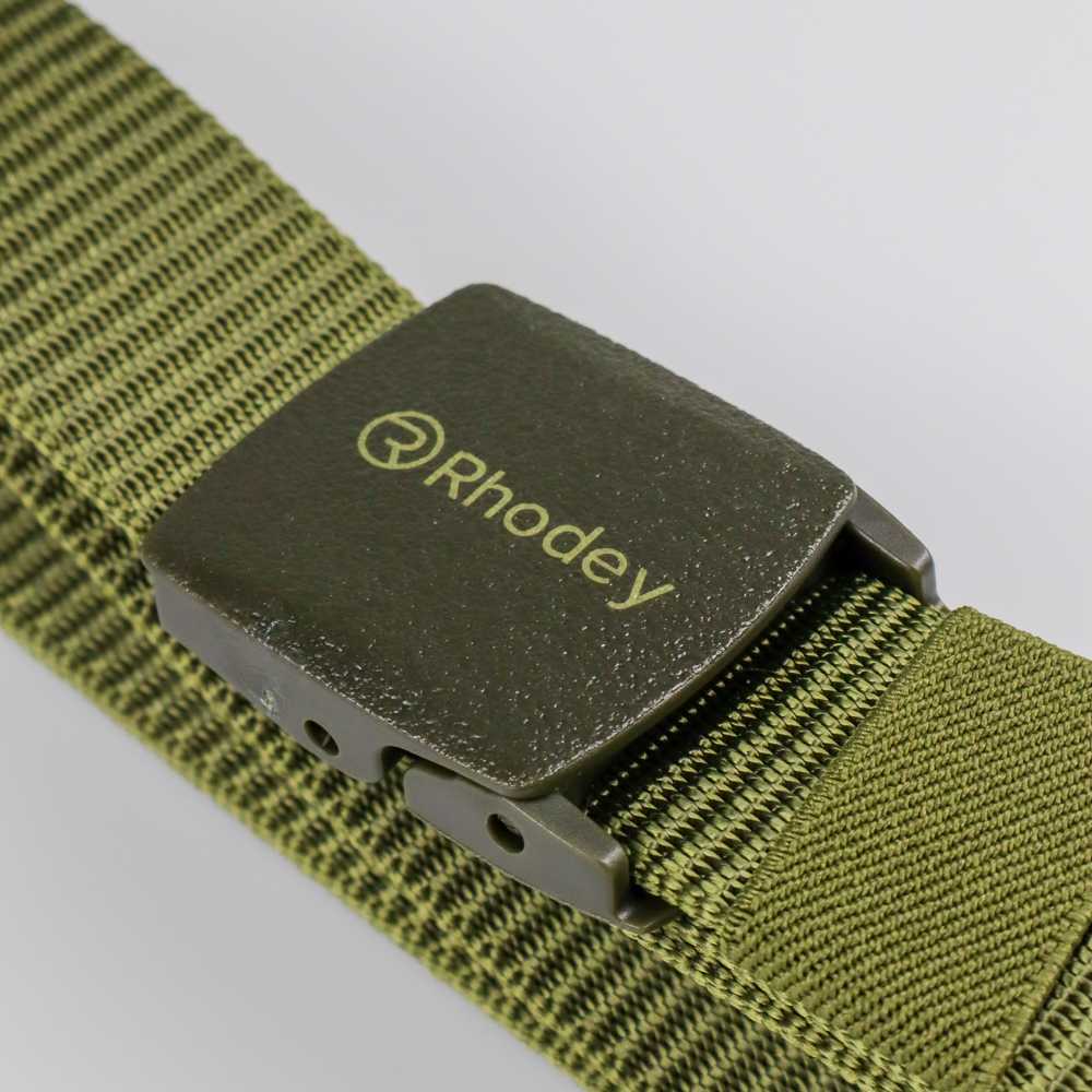 Rhodey Tali Ikat Pinggang Pria Gesper Anti Xray Plastik Automatic Buckle Warna Hijau Army Tali dari 