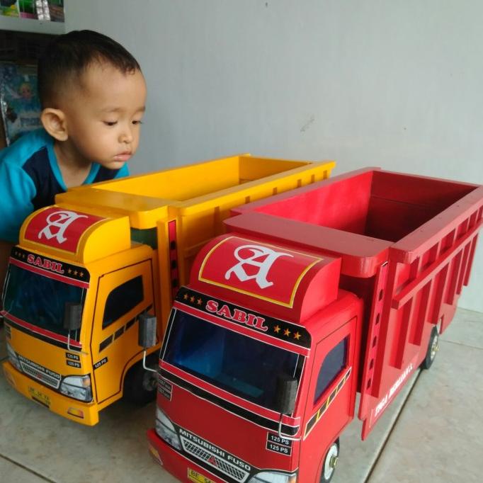 Mobil Truk Oleng Kayu Miniatur Truck Mainan Mobilan Truk Oleng Besar