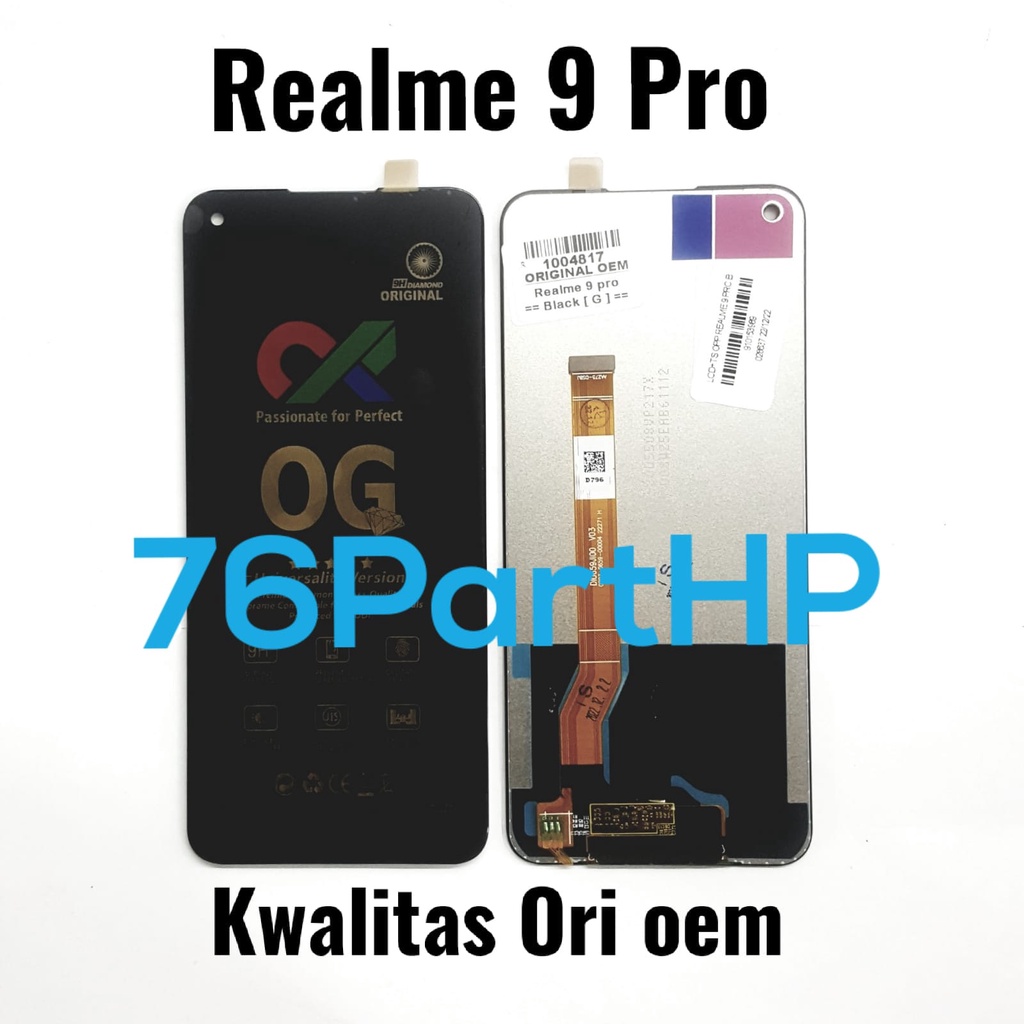 Lcd Touchscreen Fullset Kwalitas Ori Oem Realme 9 Pro - Hitam