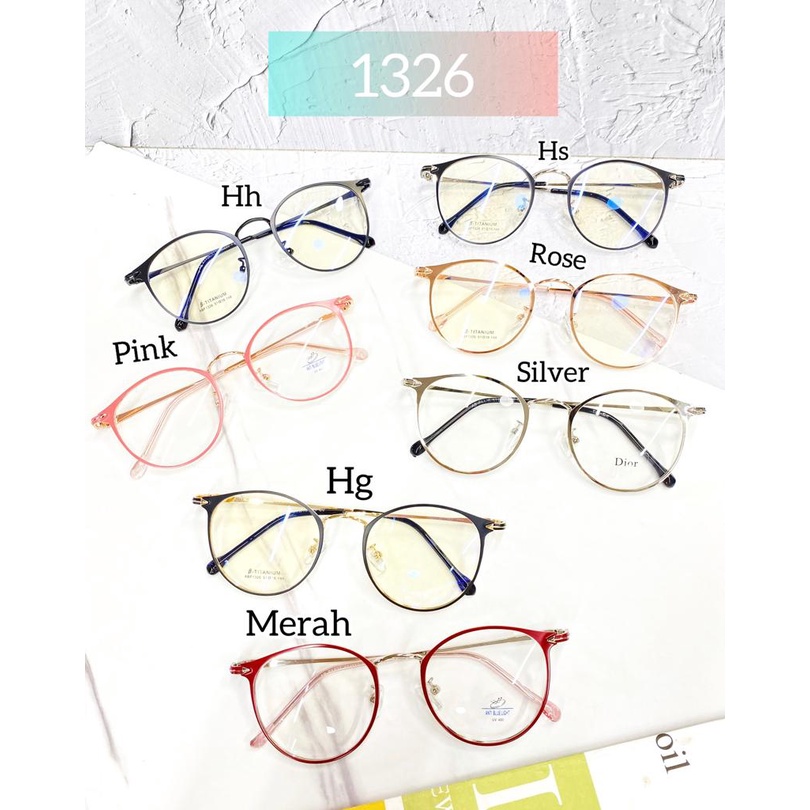 frame dior bulat metal full frame korea unisex setandar optik kuat untuk lensa minus tinggi