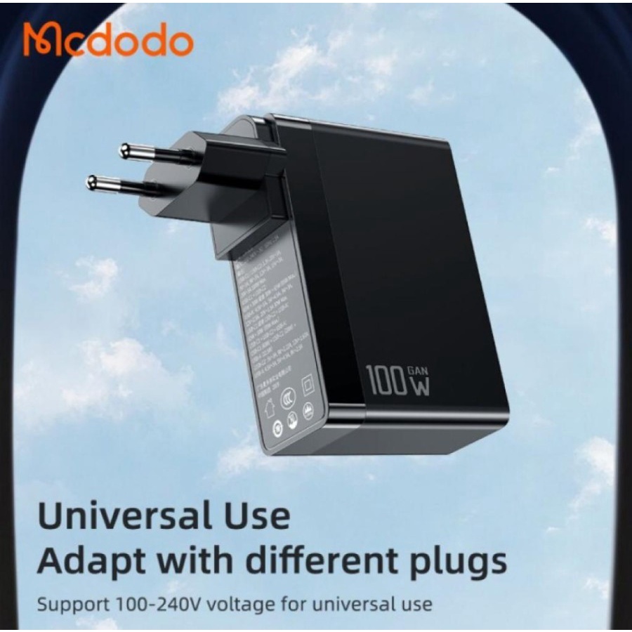 MCDODO CH-8105 PRO ADAPTOR CHARGER GAN 3 PORT 100W  IPAD MACBOOK LAPTOP