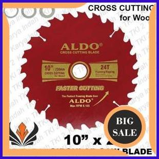 last stok Mata Gergaji 10 Inch x 24T ALDO Tanduk Circular Saw Blade 10x24 Belah KAYU Cross
