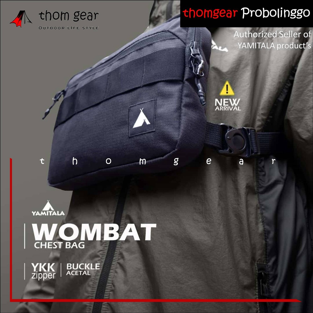 YAMITALA WOMBAT Tas Dada Chest Bag Chestbag Pria Wanita Tactical Riding Adventure Hitam Yamitala Wombat Thomgear Kraksaan Probolinggo