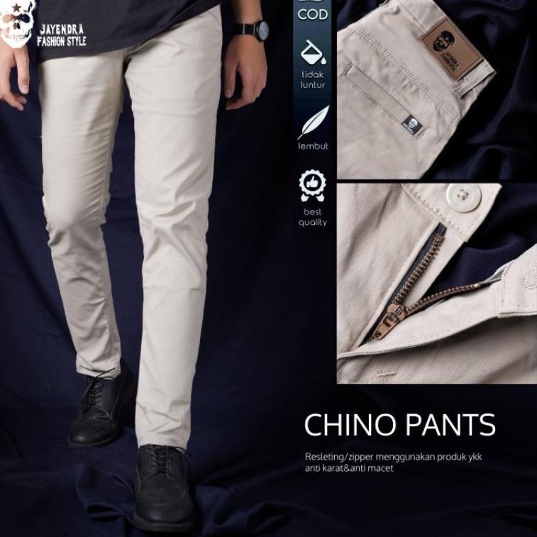 Celana Cardinal Pria Panjang Chino Slimfit Katun Casual Murah Chinos Cowok Warna Cream NEW STOCK