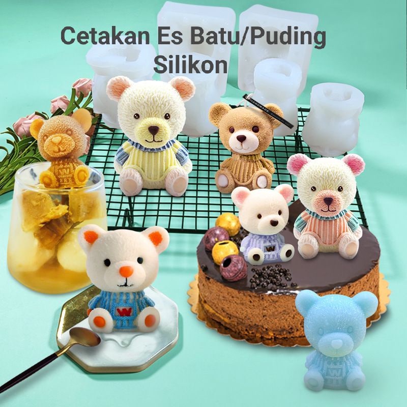 Cetakan es Batu Silikon Motif Bear Beruang Lucu Unik Cetakan Puding Lucu dan Murah